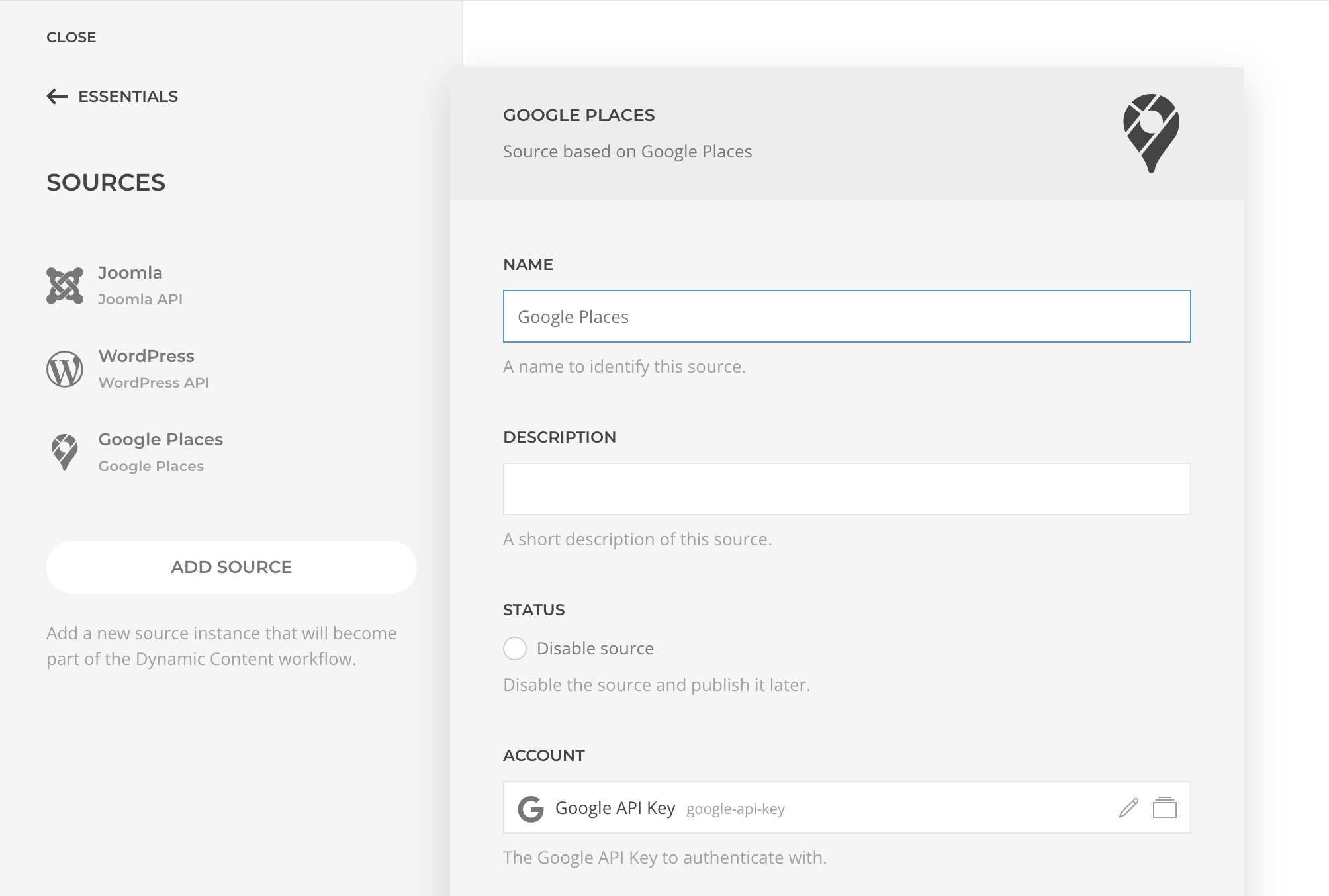 Google Places Source